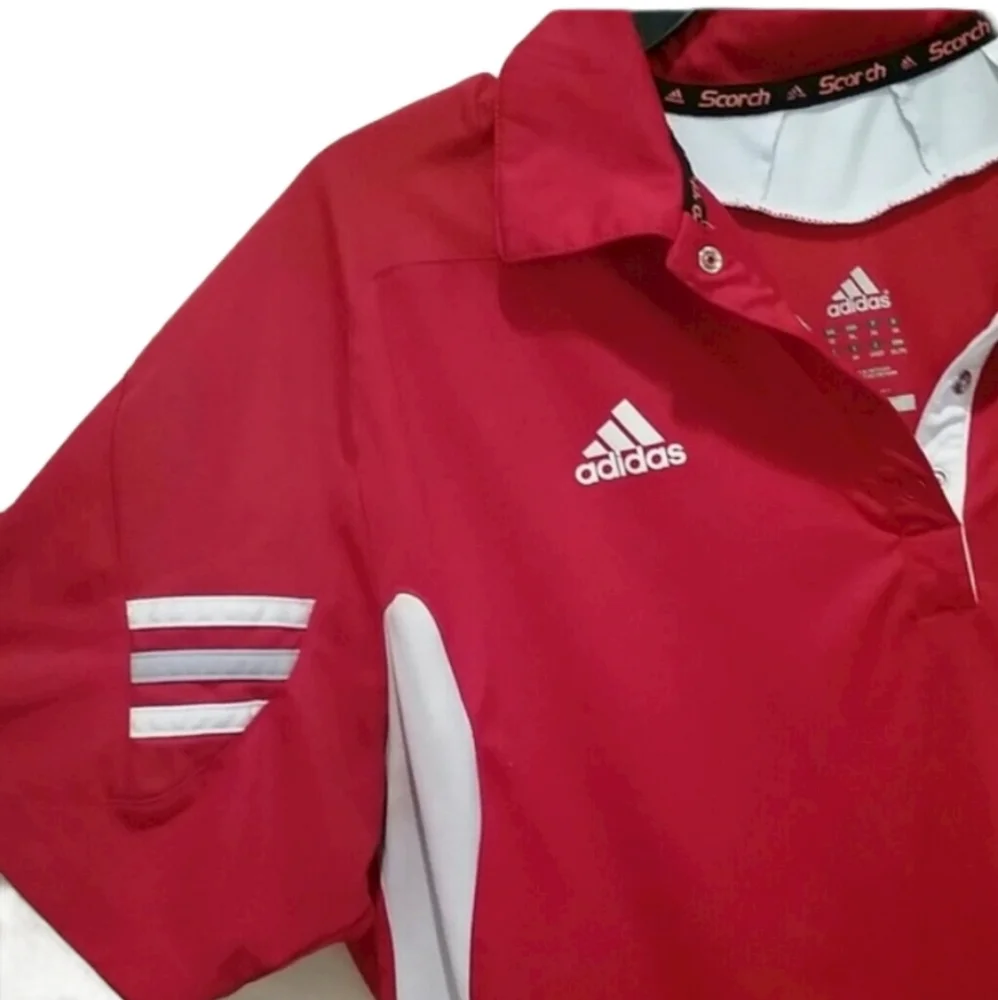 ADIDAS Climate Red/White Soccer Polo EUC sz XL